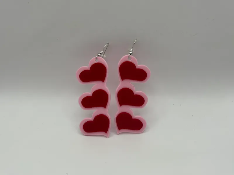 Triple Raised Heart Earrings