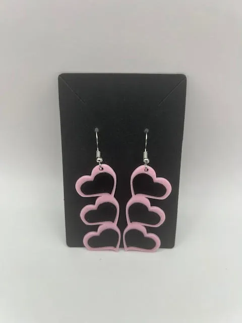 Triple Raised Heart Earrings view 4