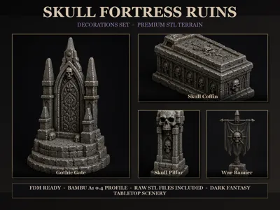 Skull Fortress Ruins - Dark Fantasy Terrain