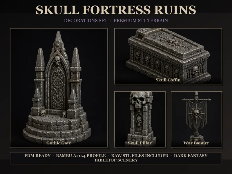 Skull Fortress Ruins - Dark Fantasy Terrain