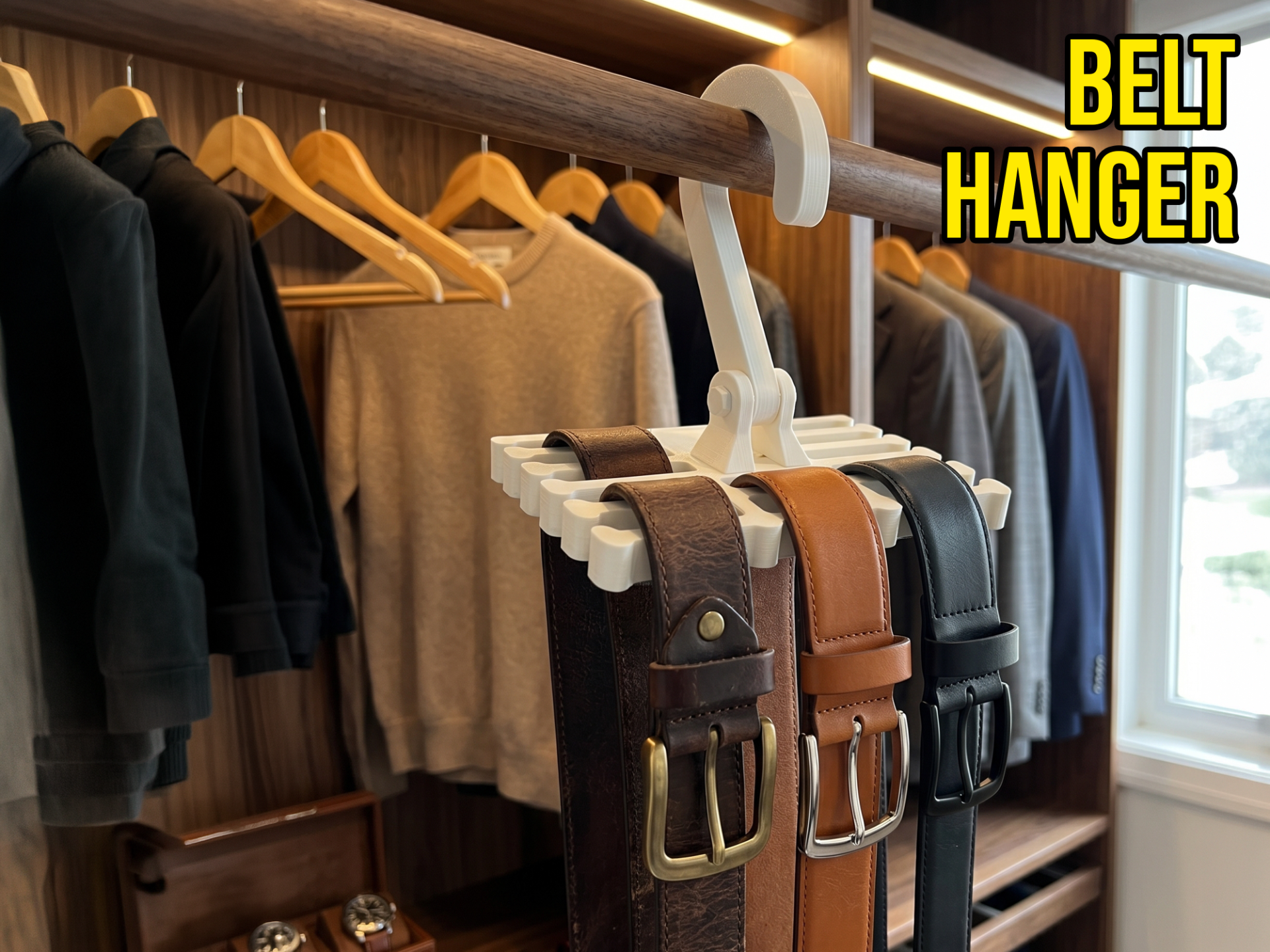 Space Saving Belt & Tie Hanger / Rack (No Support)