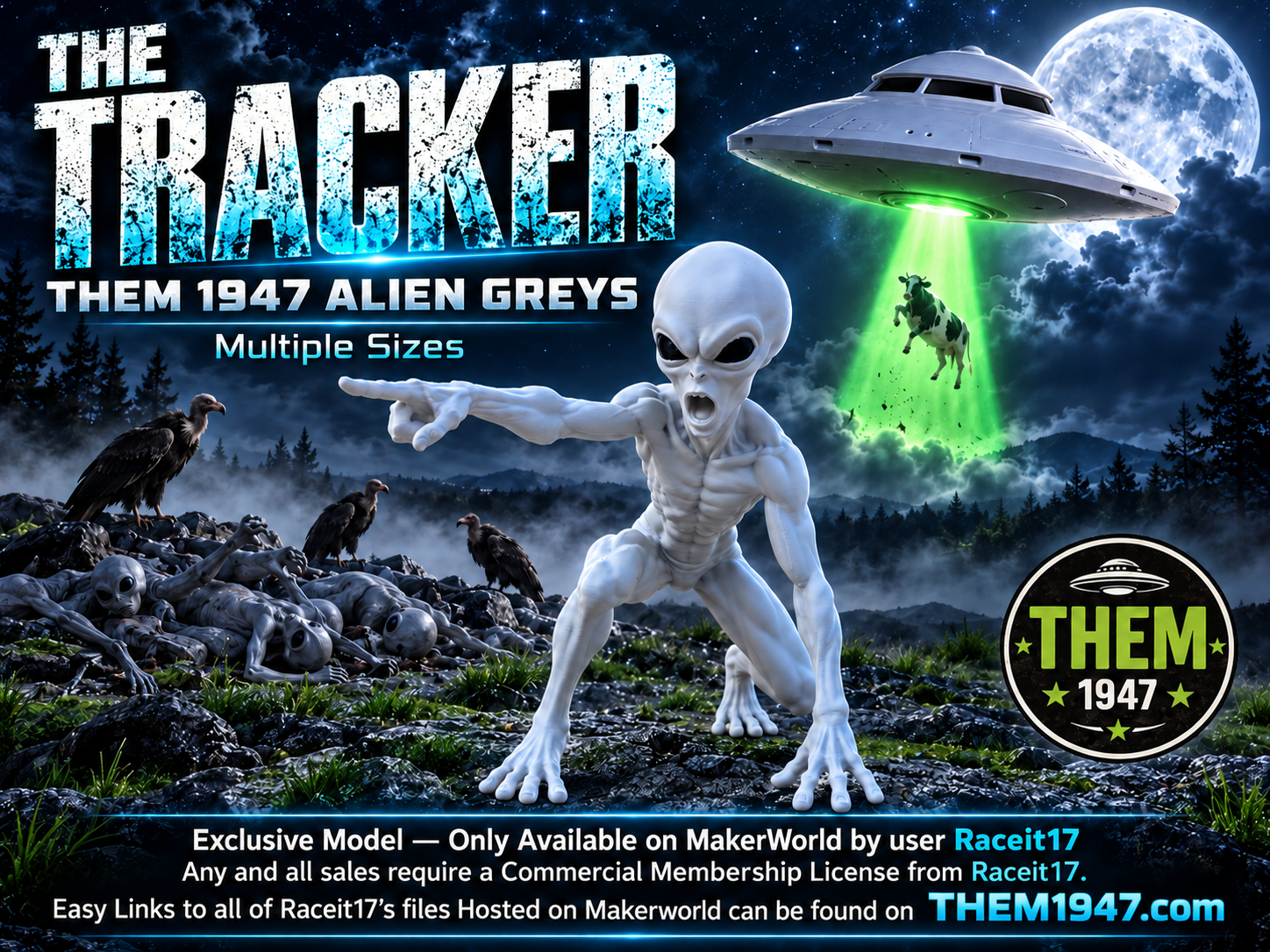 THE TRACKER - THEM 1947 ALIEN GREYS Multiple Sizes - 1