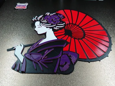 Colored Japanese Geisha wall decor
