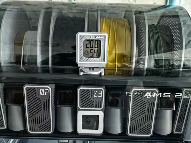 外置湿度计支架适配拓竹3D打印机AMS、AMS2 Pro、P2S等机甲风干燥盒系列配套外置湿度计底座