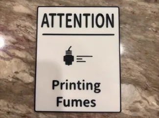 Printing fumes sign