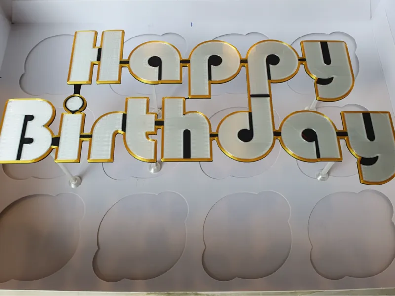 Happy Birthday Multicolor Cake Sign