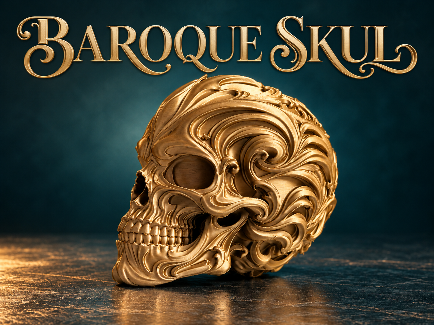 Baroque Skull – Ornate Gothic Halloween Decor - 1