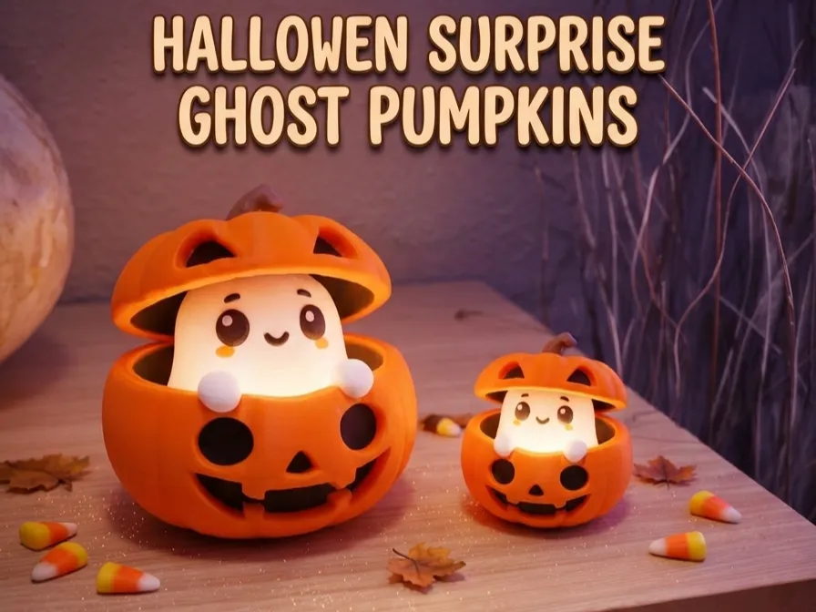 Adorno temático: Kawaii Ghost Inside Pumpkin – Halloween Decoration. Referencia del modelo original.