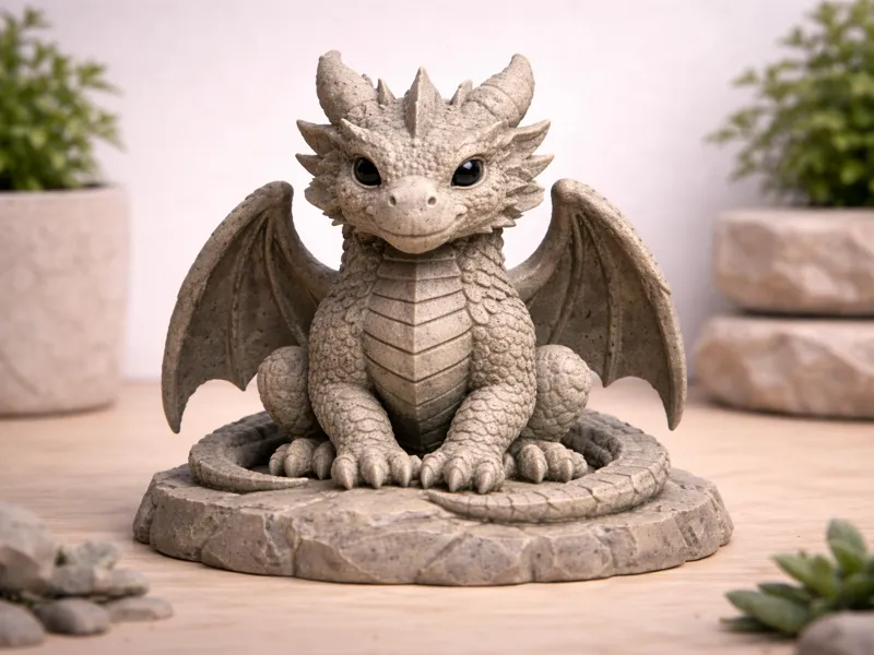 Stone Baby Dragon Figurine