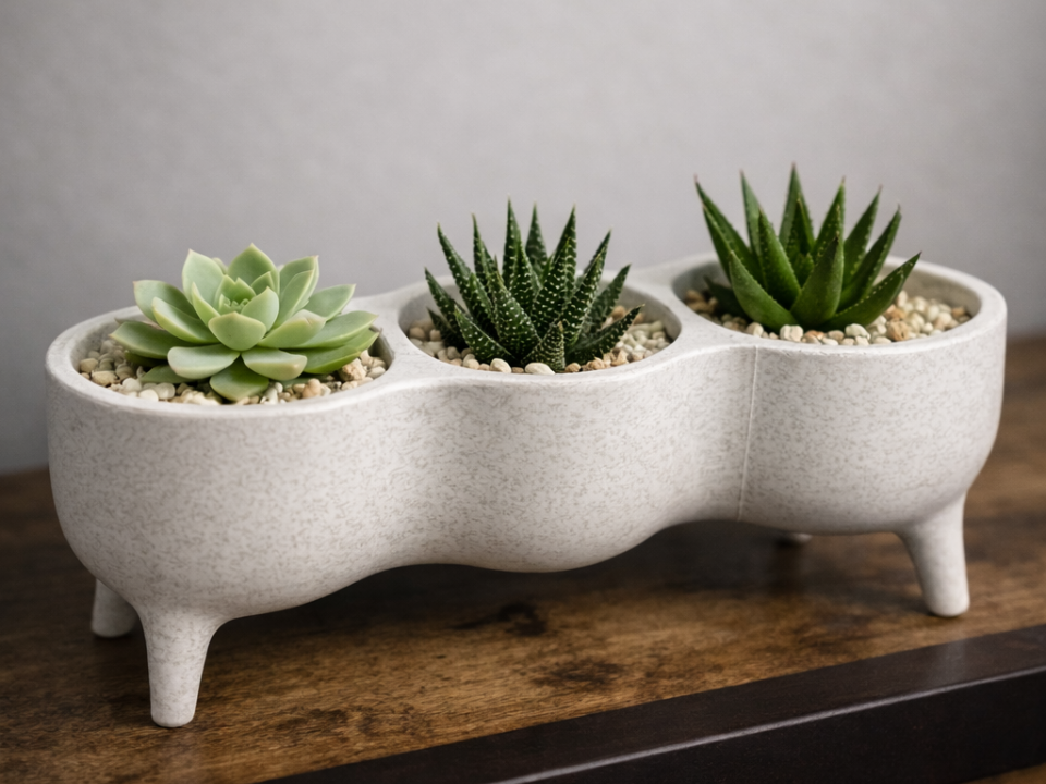 Modern Triple Succulent planter