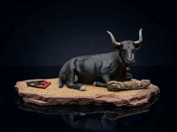 Figurine de taureau au repos pour diorama