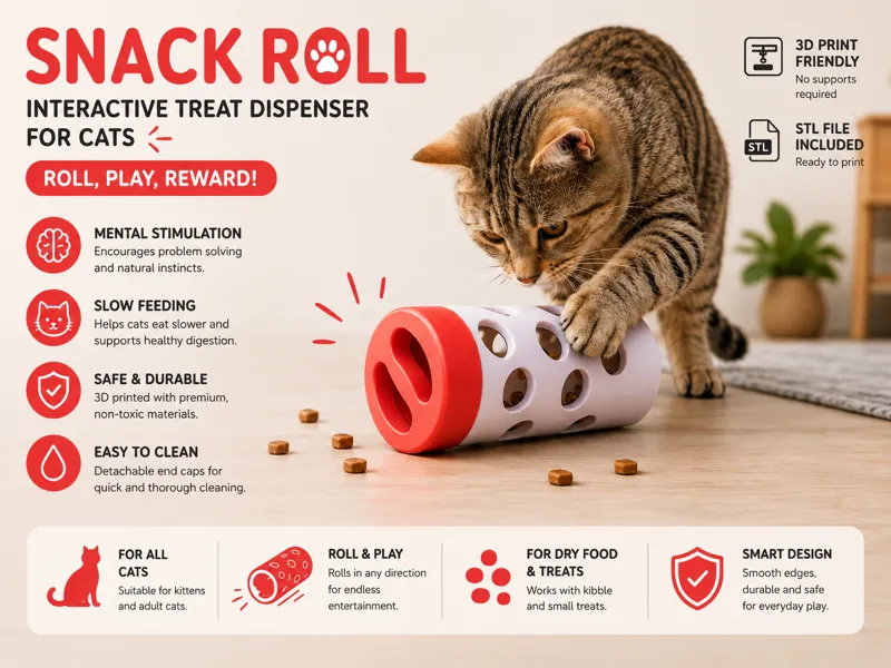 Snack Roll Cat Treat Dispenser