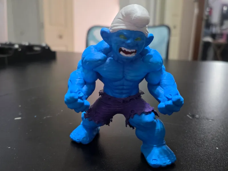Smurf Hulk – Monochrome 3D Toon Figure