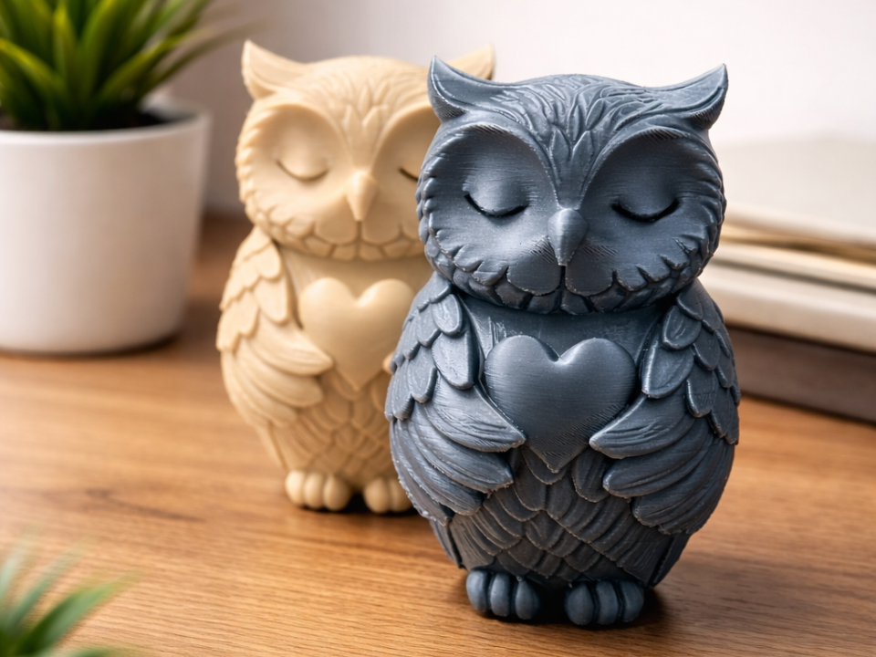 Adorable Owl Couple Holding Heart 