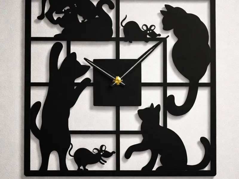 Cat Window Wall Clock