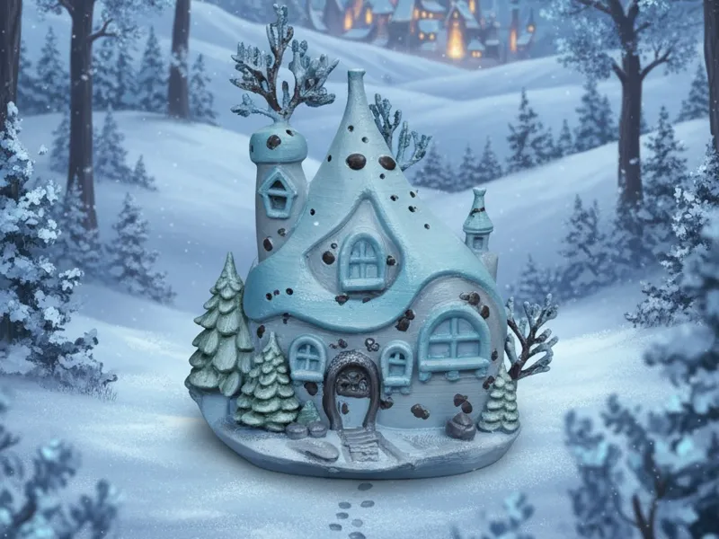 Home in the snowy forest