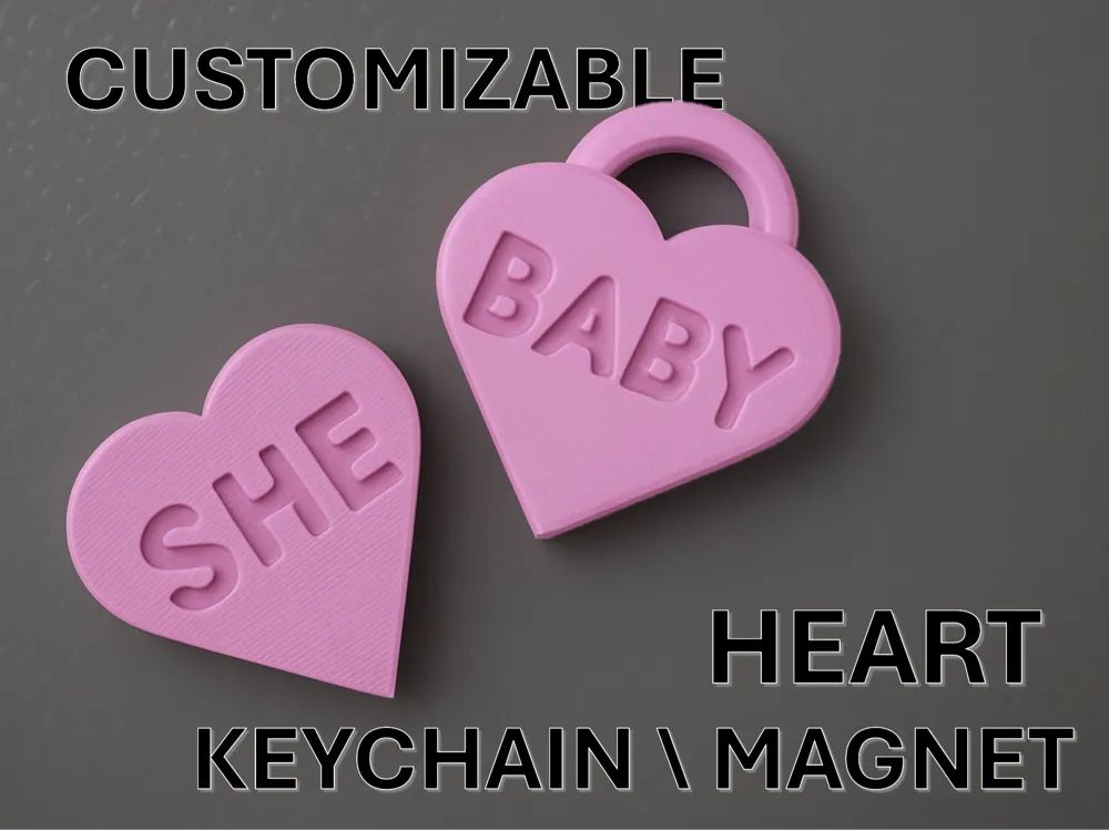 Parametric Heart Keychain /Magnet with Custom Text - Free 3D Print ...