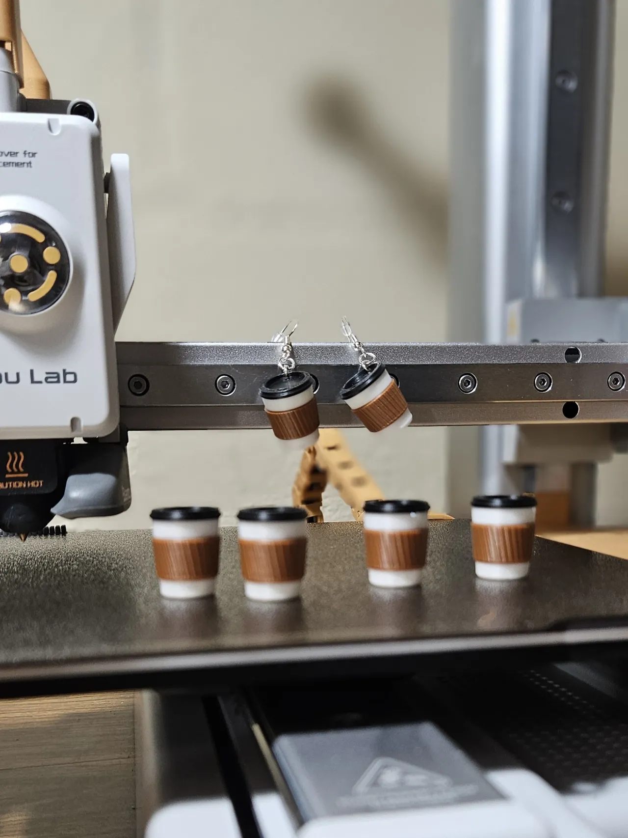 3D Cappuccino Cup Earrings view 2