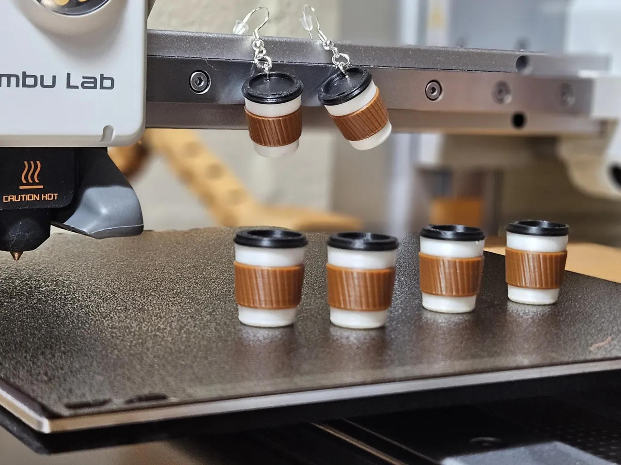 3D Cappuccino Cup Earrings view 3