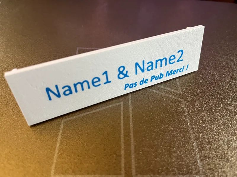 Name Plate European mailbox Boite aux lettres