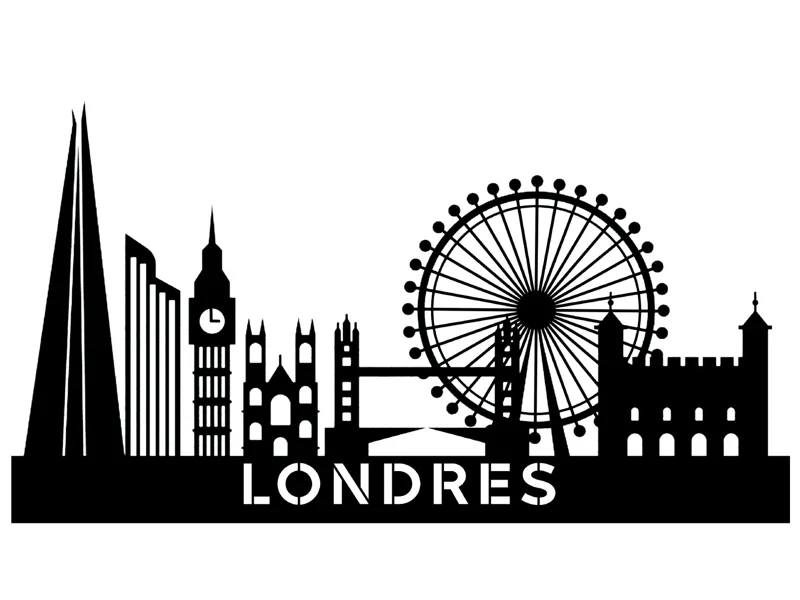 Skyline horizonte silueta Londres + soporte