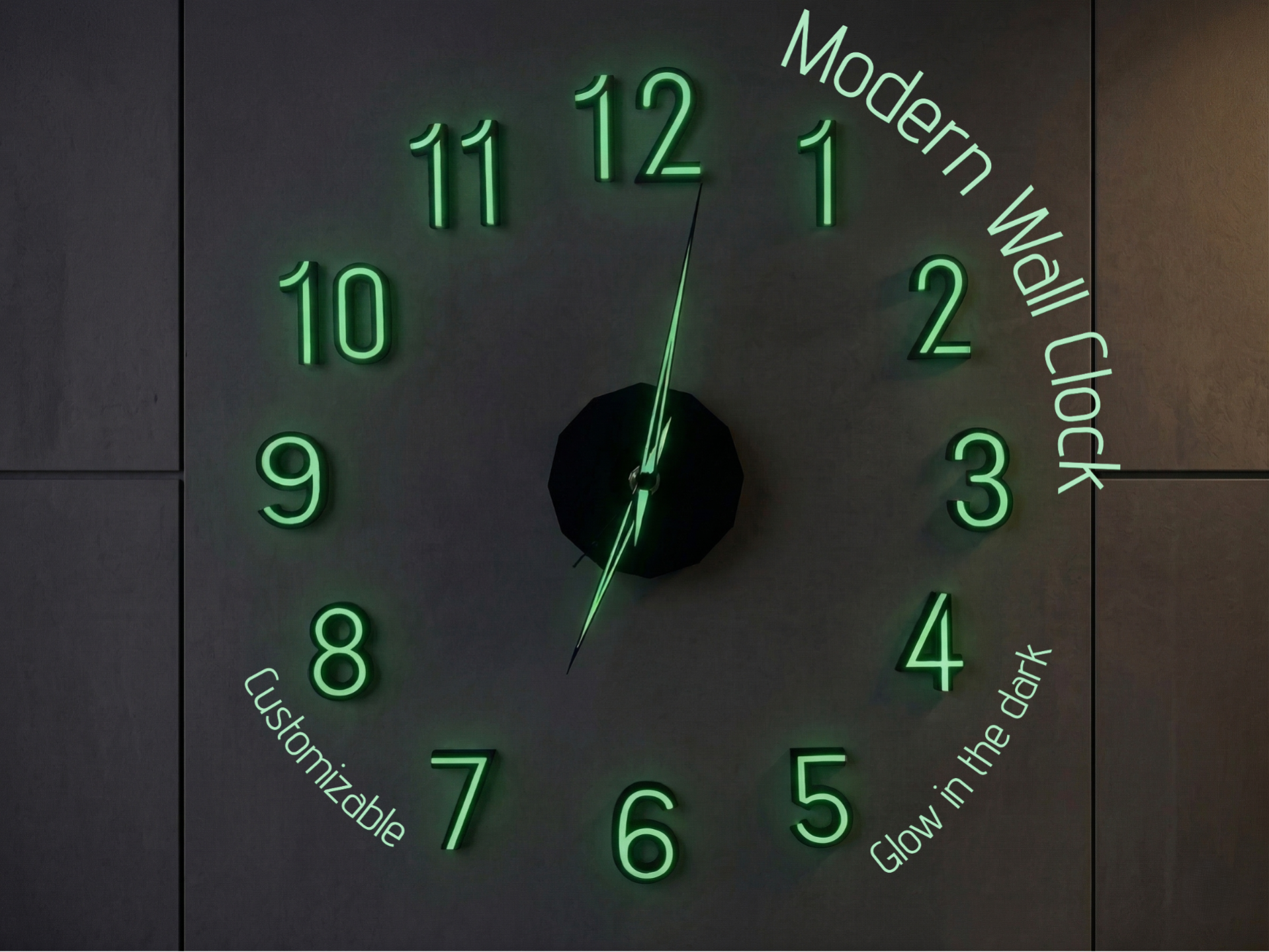 Modern Glow in the Dark Wall Clock