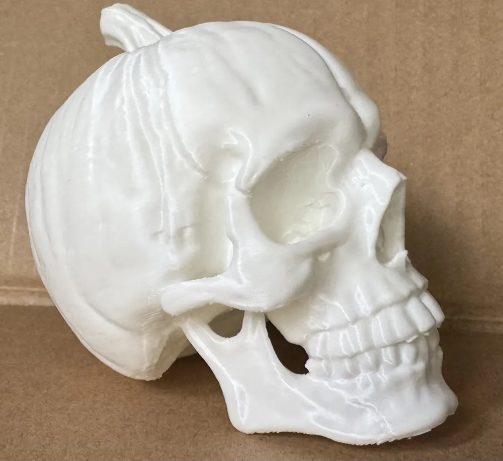 Skull with Pumpkin-Brain for Halloween - Free 3D Print Model - MakerWorld