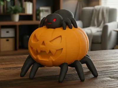 Pumpkin Spider 3D Model - Halloween Decoration