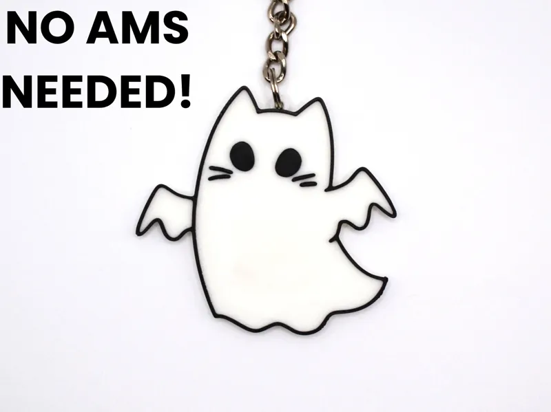 Halloween Ghost Cat Keychain Cute Keyring