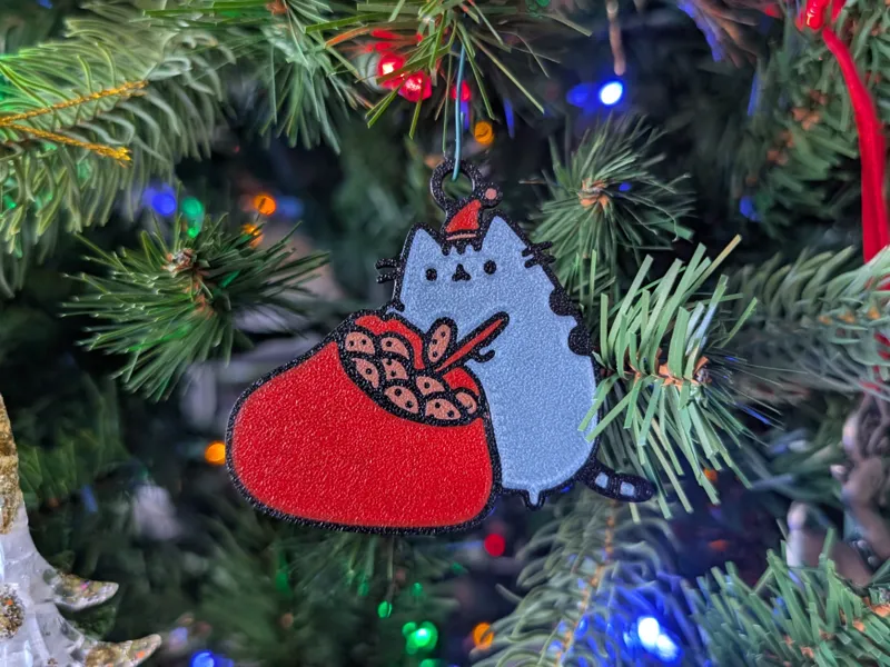 Christmas tree ornament Pusheen cookies bag