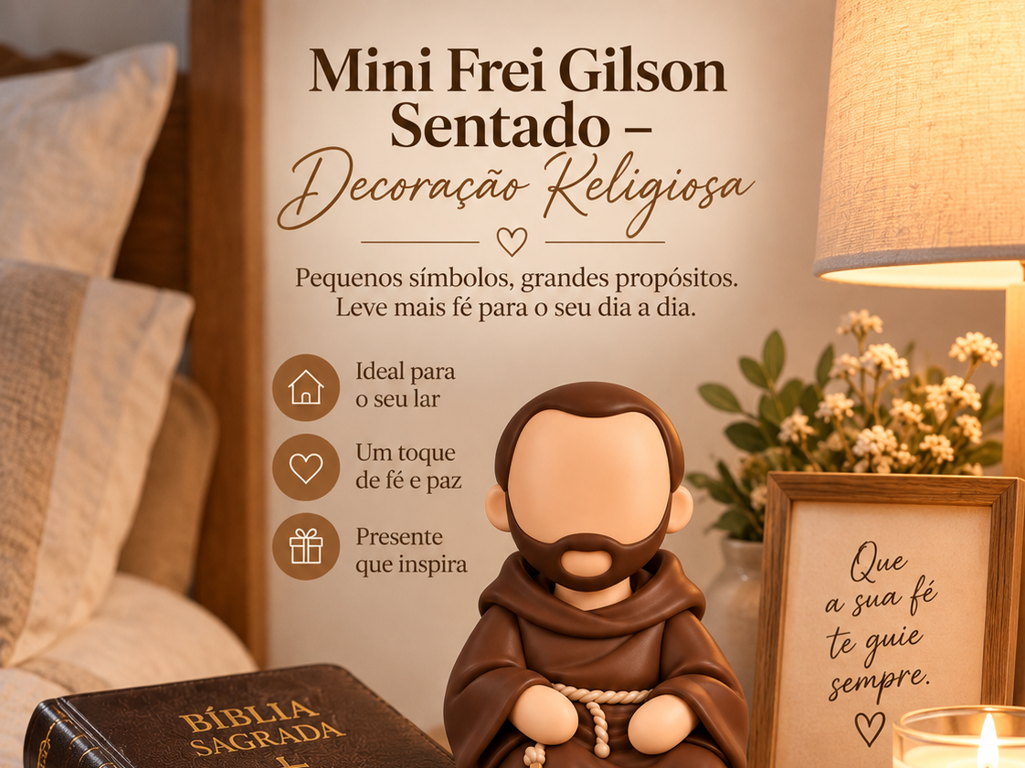 Mini Frei Gilson Sentado – Decoração Religiosa - 1