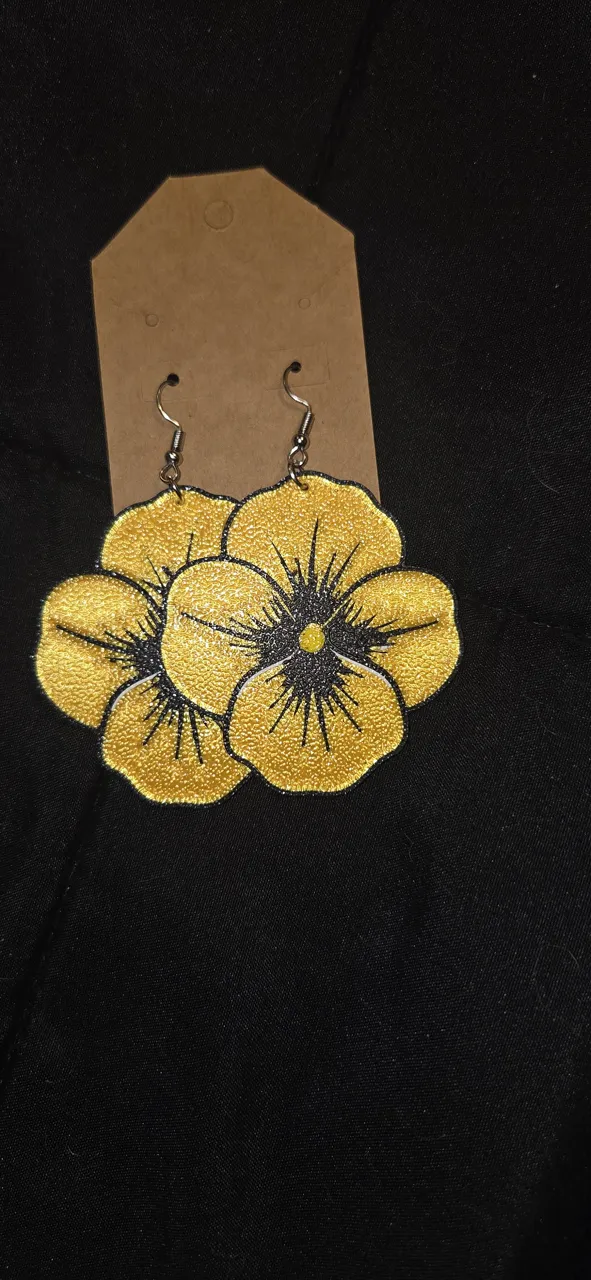 Pansy Flower Earrings view 2