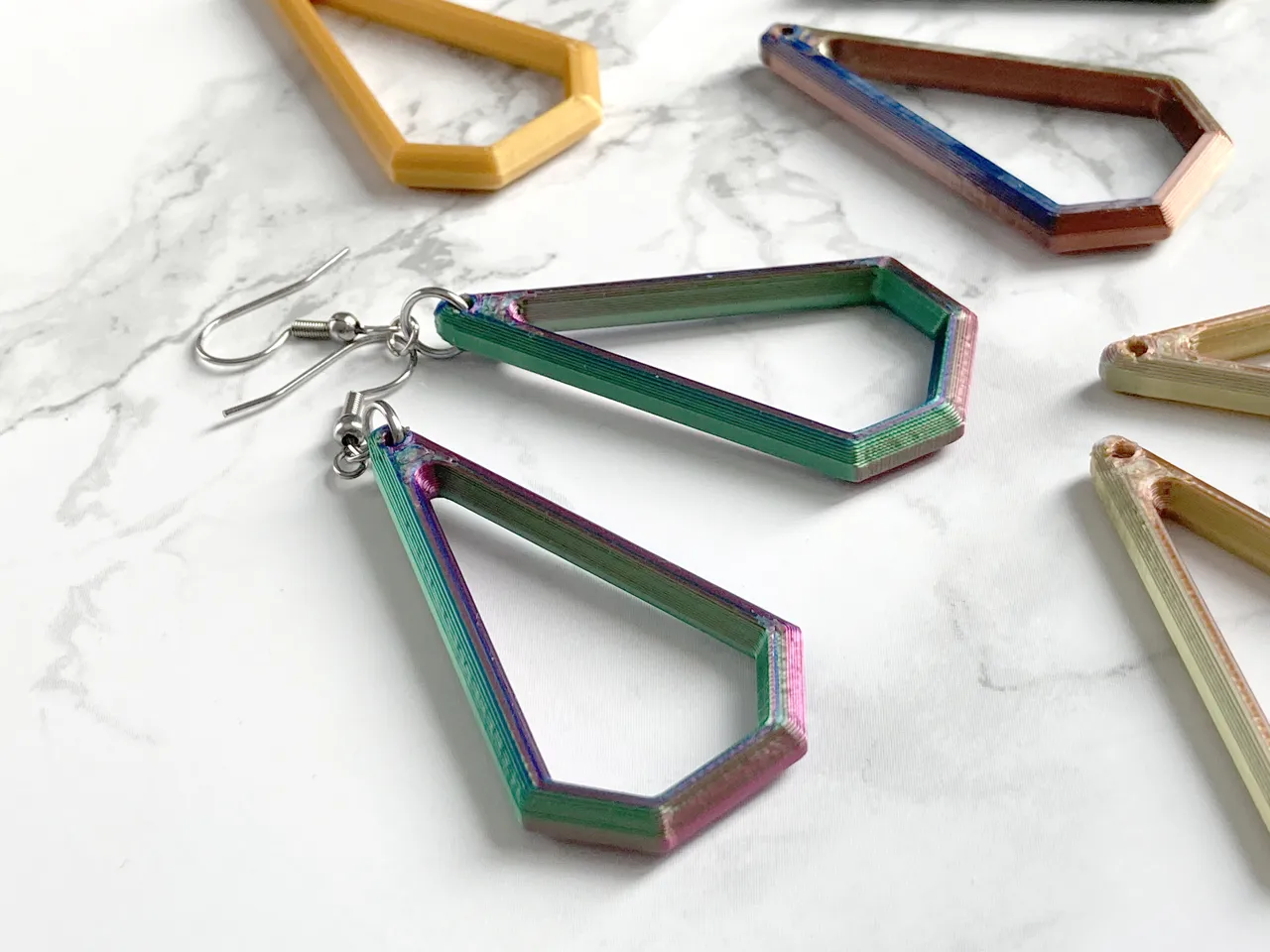 Subtle Faceted Diamond Earrings view 3
