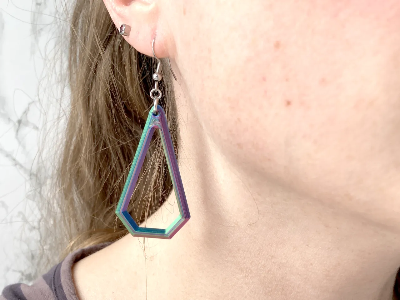 Subtle Faceted Diamond Earrings view 4