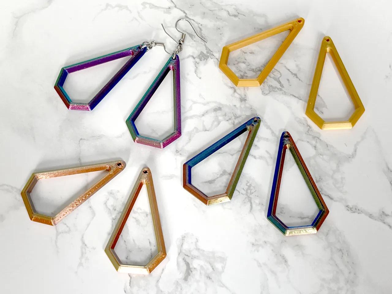 Subtle Faceted Diamond Earrings view 2