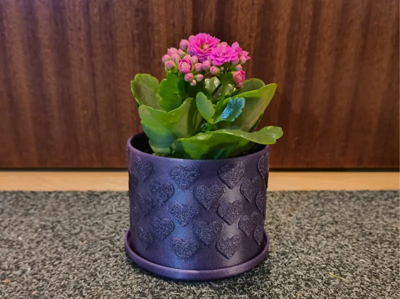 Fuzzy heart pot