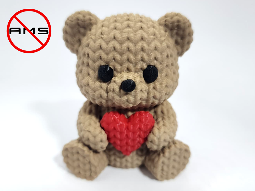 Knitted Teddy Bear with Heart - Valentine's Day