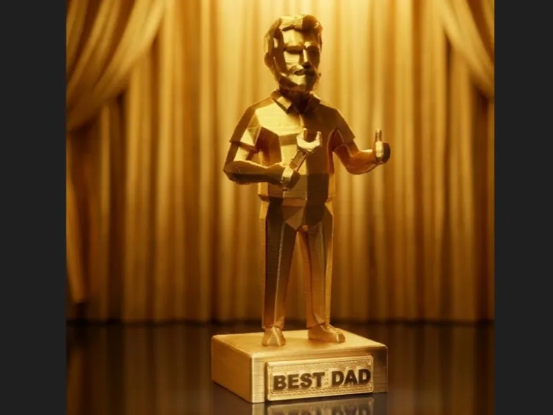 Low-Poly Wrench Dad Trophy (4 Text Plates)