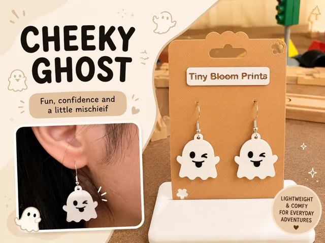Cheeky Ghost Mood Expression Earrings