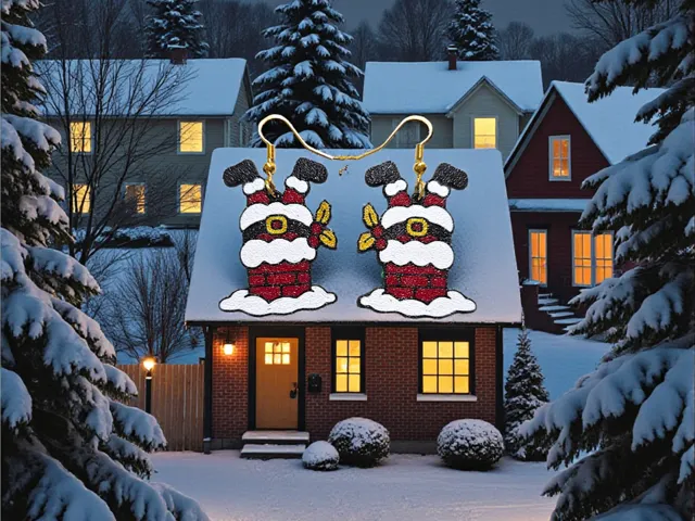 Santa Claus in the chimney earrings