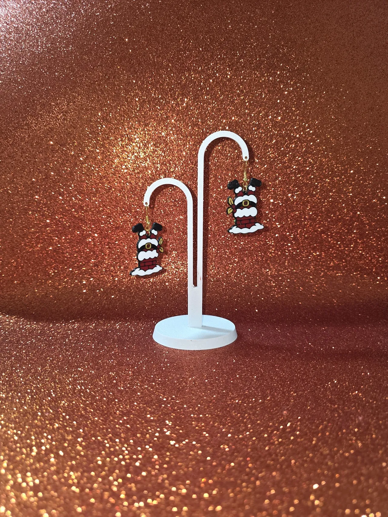 Santa Claus in the chimney earrings view 3