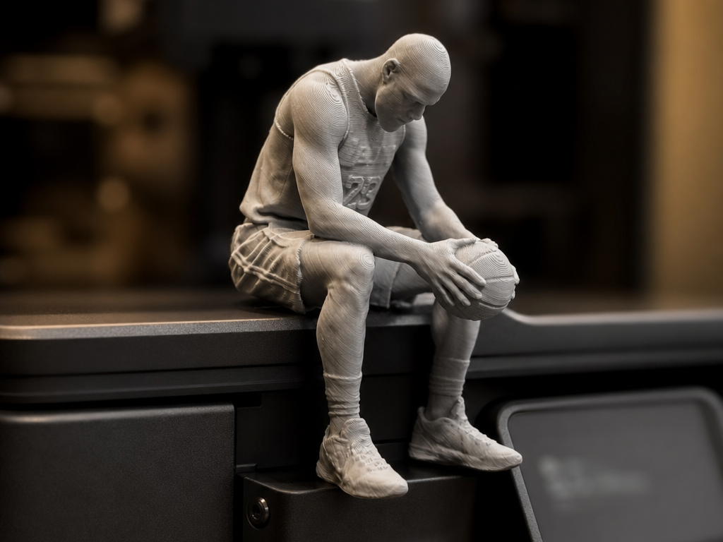 Sad LeBron James sitting on a ledge NBA Figurine!