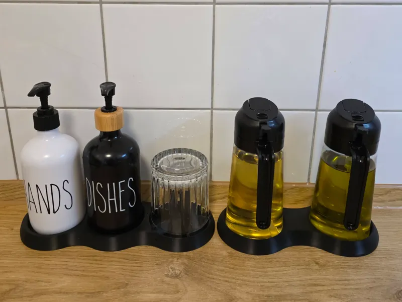 Oil Bottle Stand + Soap & Glass Drying Tray