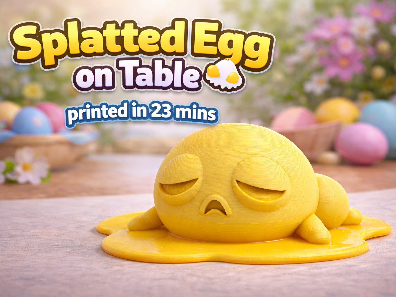 Splatted Egg on Table – Funny Food Mishap Figure