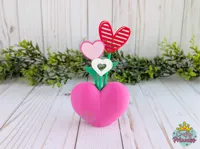 Heart Shaped Flowers and Vase, No Supports, 5 Plates
