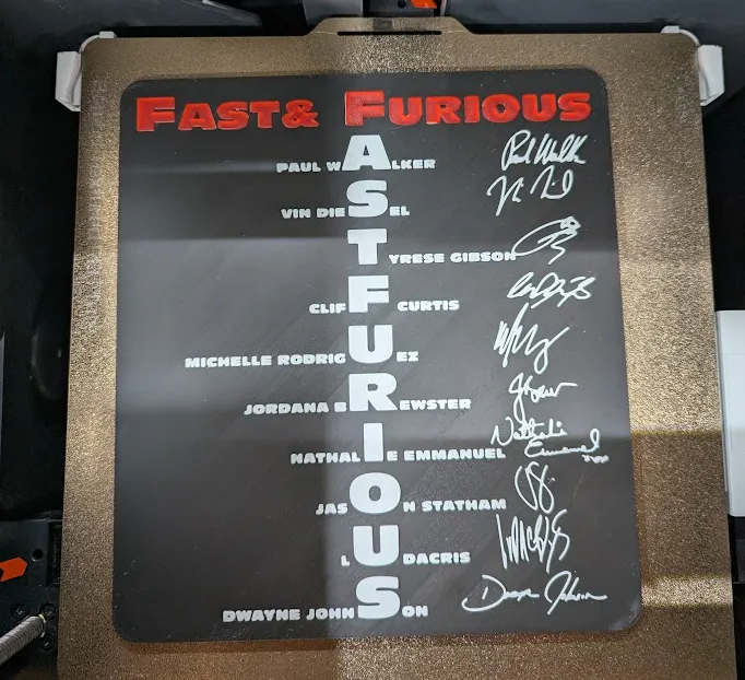 Fast & Furious signature plaque
