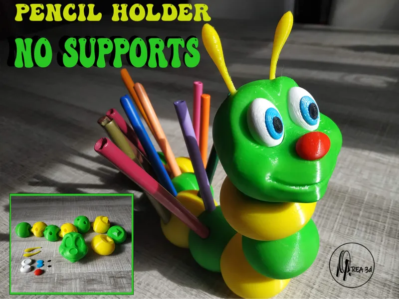 Worm pencil holder