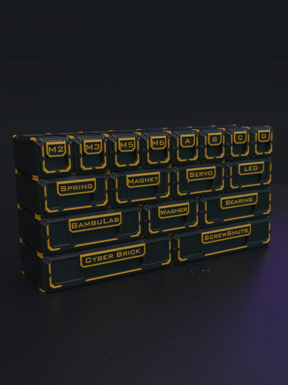 HexToolBox Stackable Tool Storage Box Four-Unit Second Version - Free ...