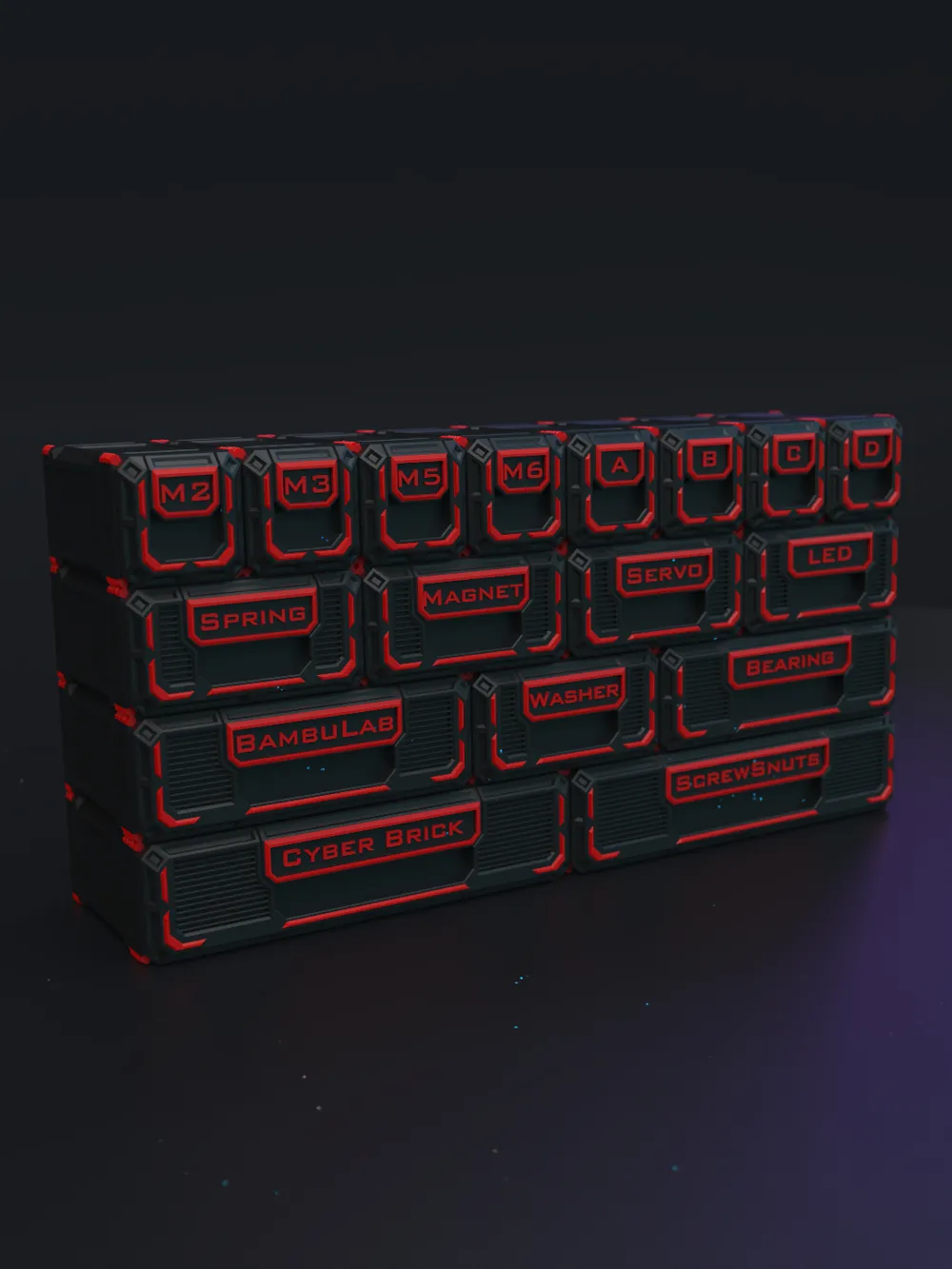 HexToolBox Stackable Tool Storage Box Four-Unit Second Version - Free ...