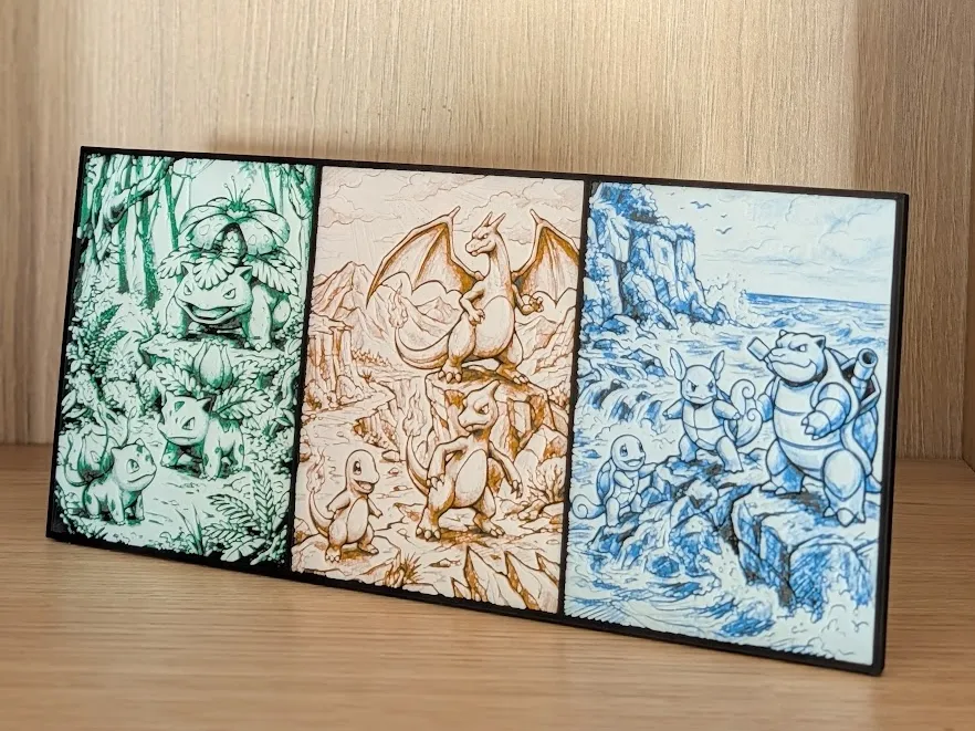 Kanto Starter Evolutions Pokemon Hueforge & Frame - Free 3D Print Model ...